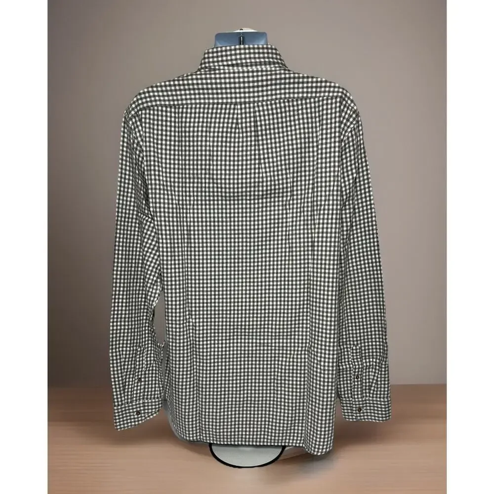 J Crew Mens XXLT Classic Brushed Twill Flannel Button Down Gray Check Shirt